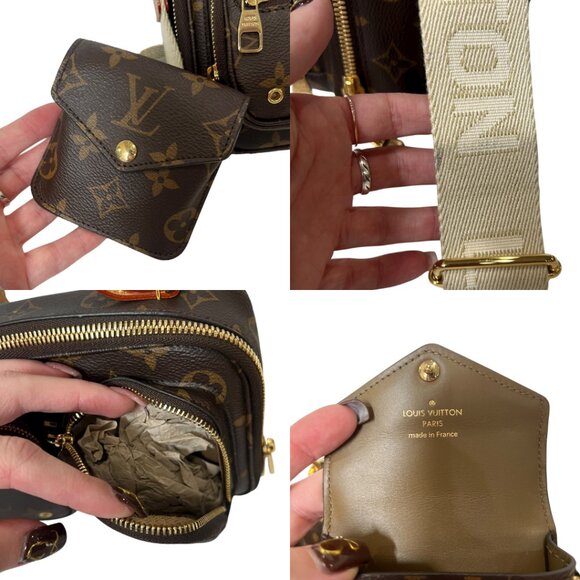 $3100 NEW Louis Vuitton 2021 Brown Monogram Utility Gold Crossbody Pouch Bag - Picture 6 of 14